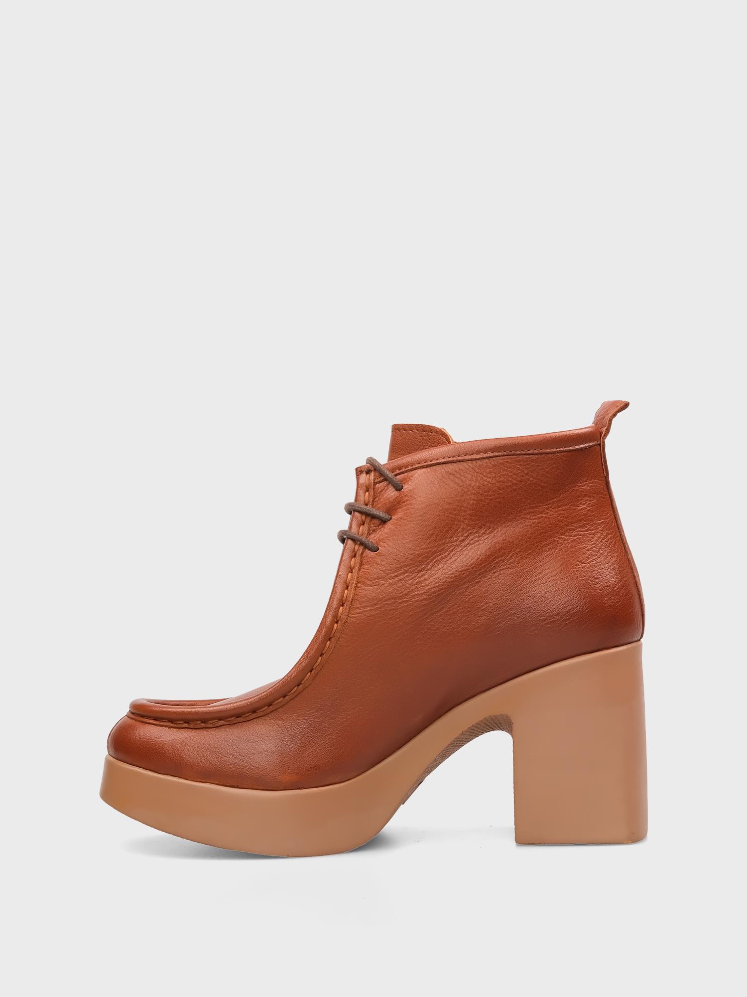 Kadın Taba Deri Topuklu Bot