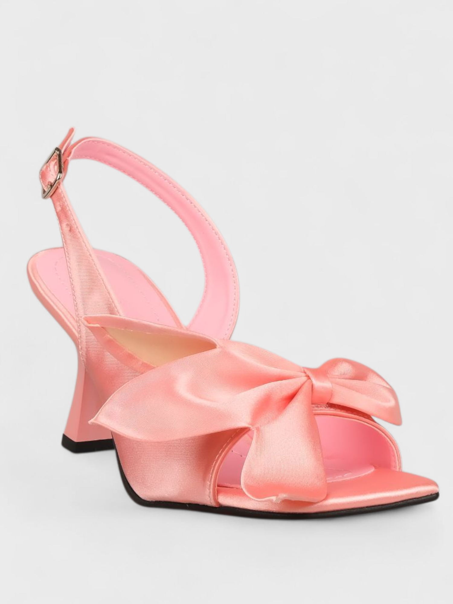 Kadın Yazlık 11cm İnceAçık Topuklu Ayakkabı - 233 2654 - Pembe Saten