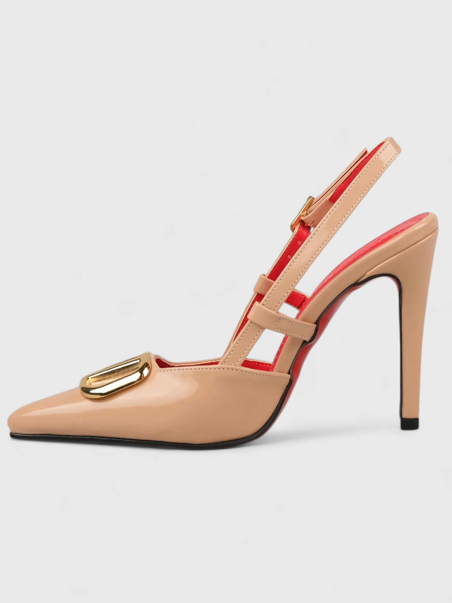 Kadın Yazlık 11cm İnceAçık Topuklu Ayakkabı - 233 2670 - Nude Rugan
