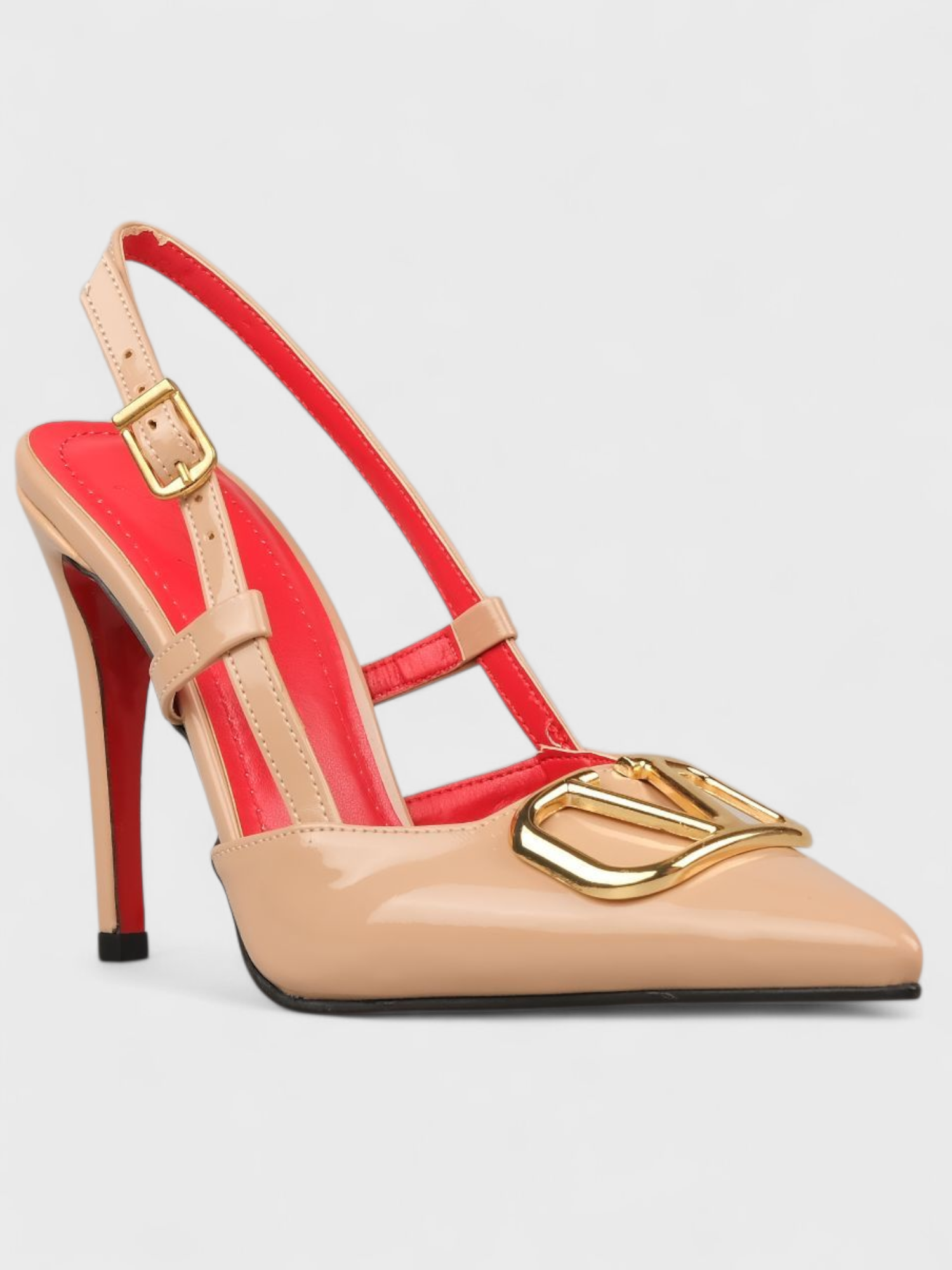 Kadın Yazlık 11cm İnceAçık Topuklu Ayakkabı - 233 2670 - Nude Rugan