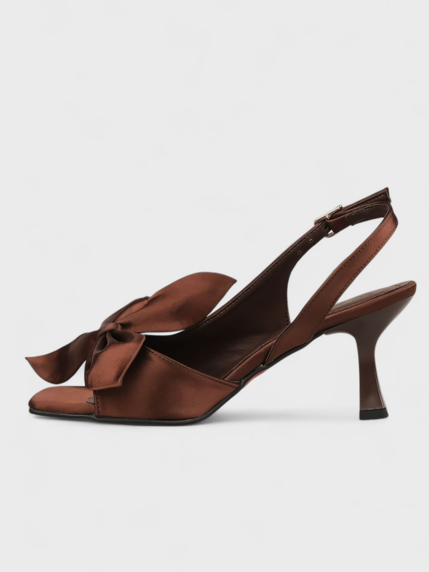 Kadın Yazlık 11cm İnceAçık Topuklu Ayakkabı - 233 2654 - Kahverengi Saten