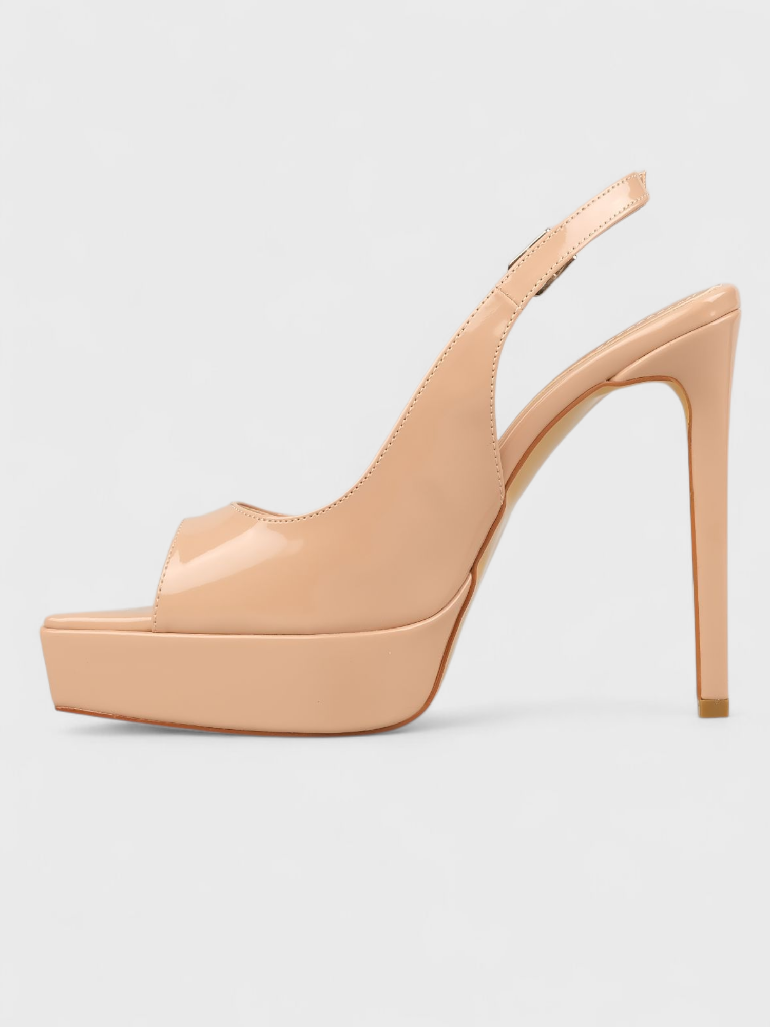 Kadın Yazlık 11cm İnceAçık Topuklu Ayakkabı - 233 2678 - Nude Rugan