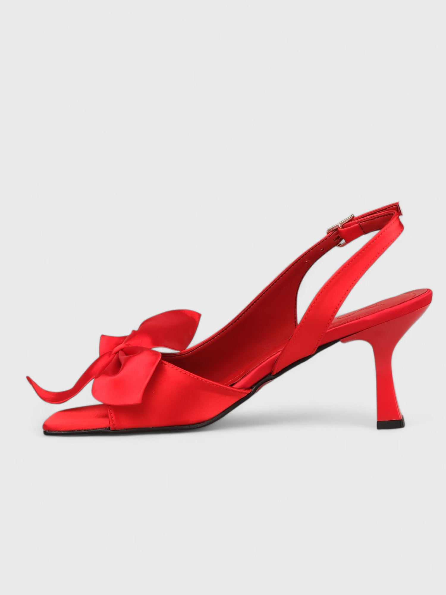 Kadın Yazlık 11cm İnceAçık Topuklu Ayakkabı - 233 2654 - Kırmızı Saten