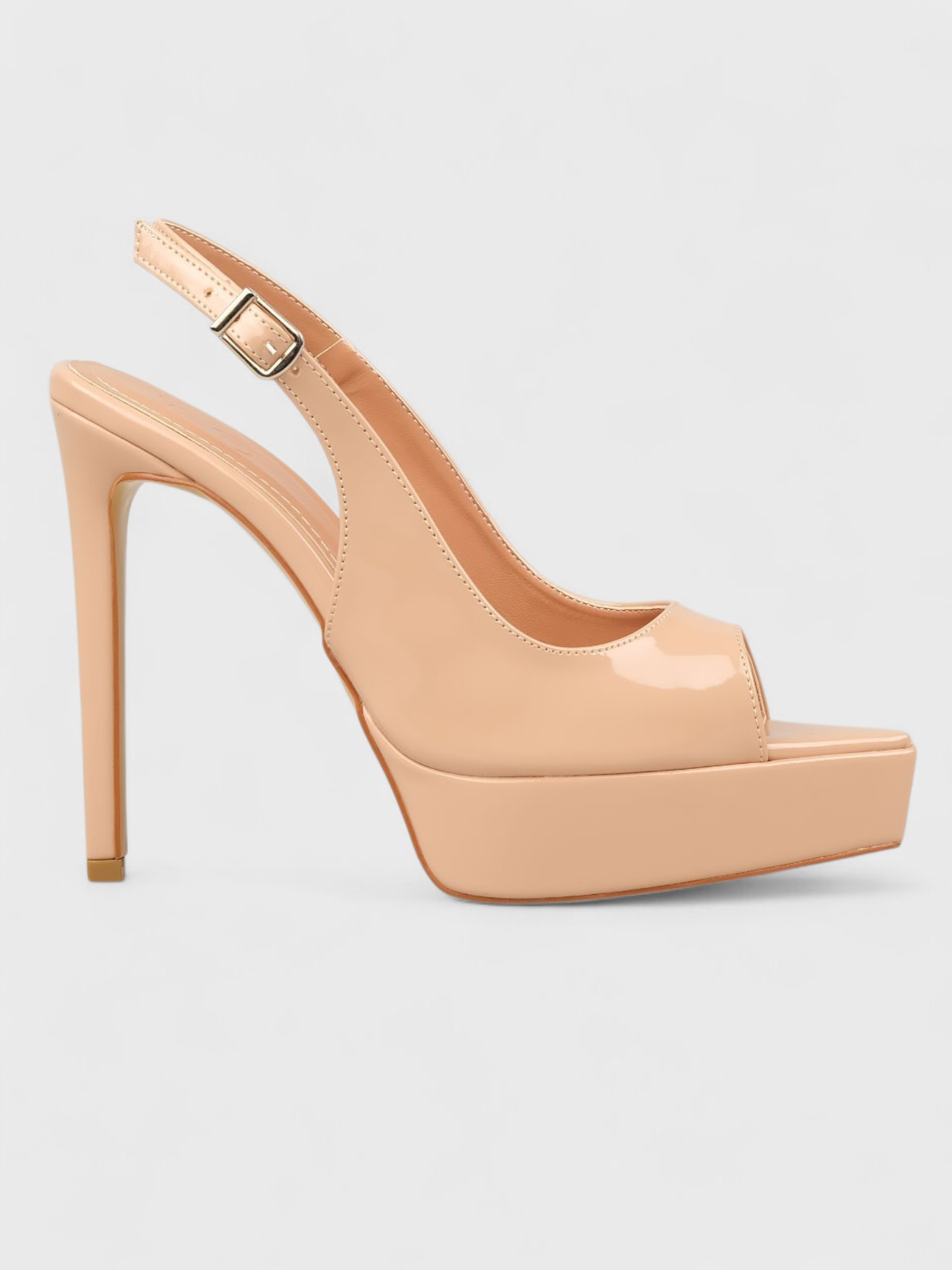 Kadın Yazlık 11cm İnceAçık Topuklu Ayakkabı - 233 2678 - Nude Rugan