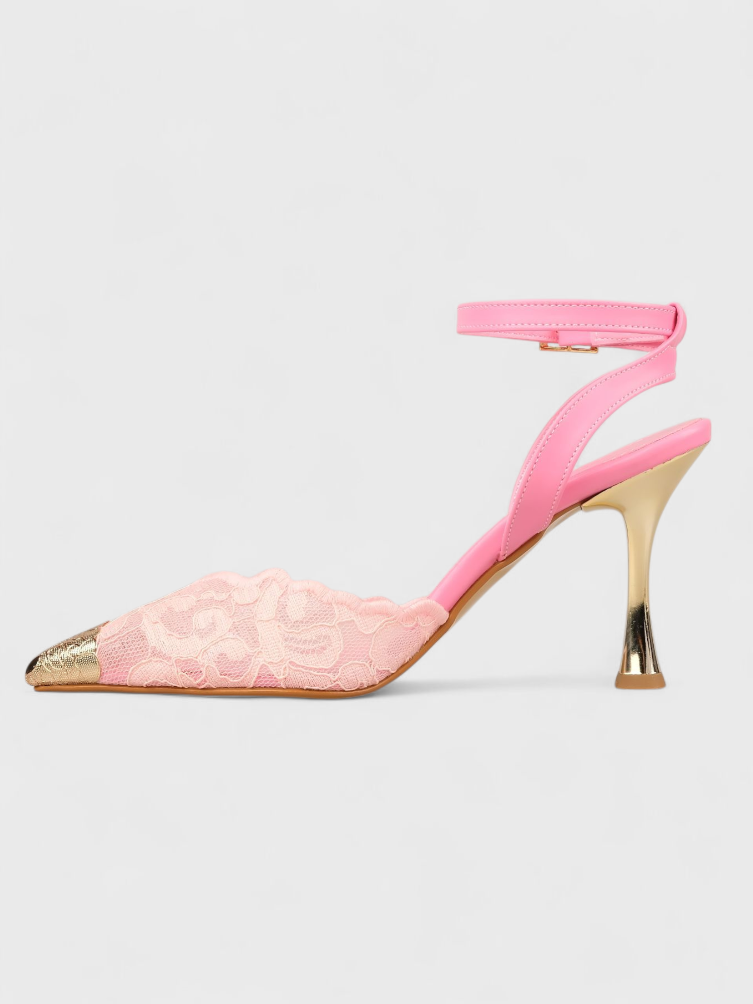 Kadın Yazlık 11cm İnceAçık Topuklu Ayakkabı - 230 0124 - Pembe Dantel