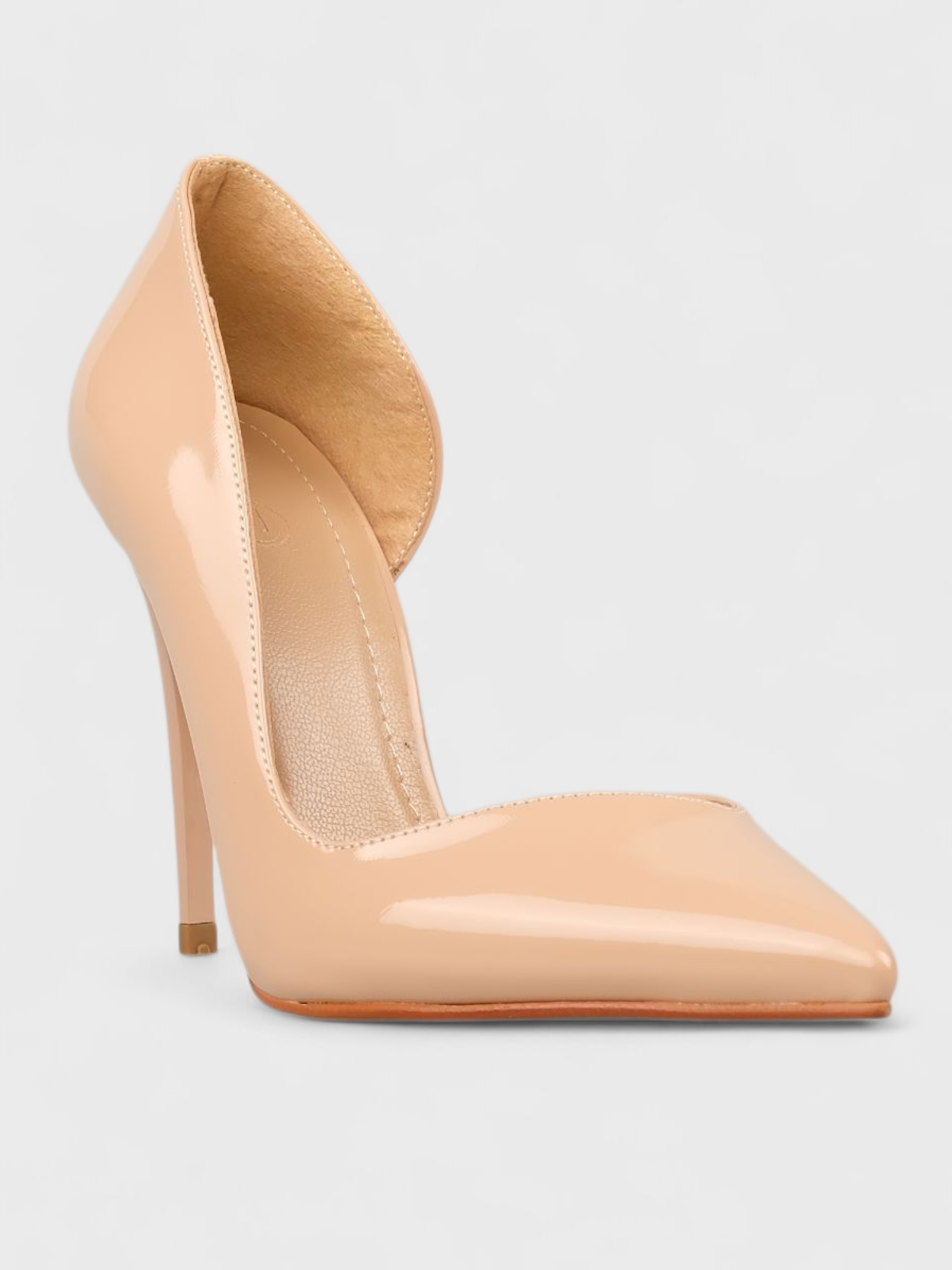 Kadın Yazlık 11cm İnceKapalı Topuklu Ayakkabı - 233 2680 - Nude Rugan