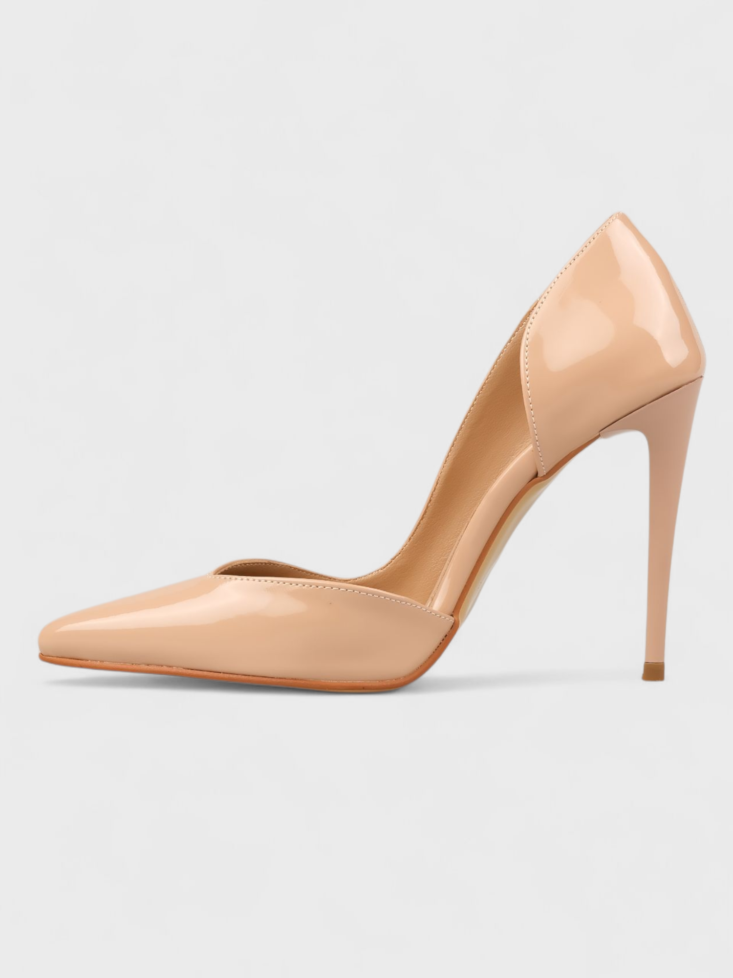 Kadın Yazlık 11cm İnceKapalı Topuklu Ayakkabı - 233 2680 - Nude Rugan