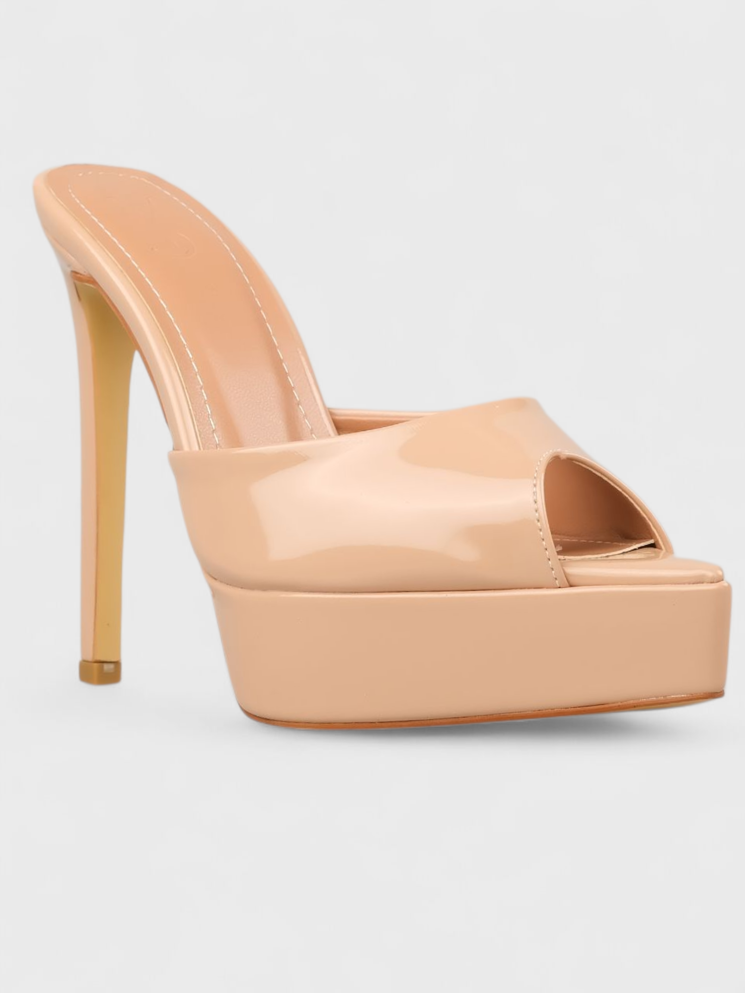 Kadın Yazlık 11cm İnceTopuklu Terlik - 233 2679 - Nude Rugan