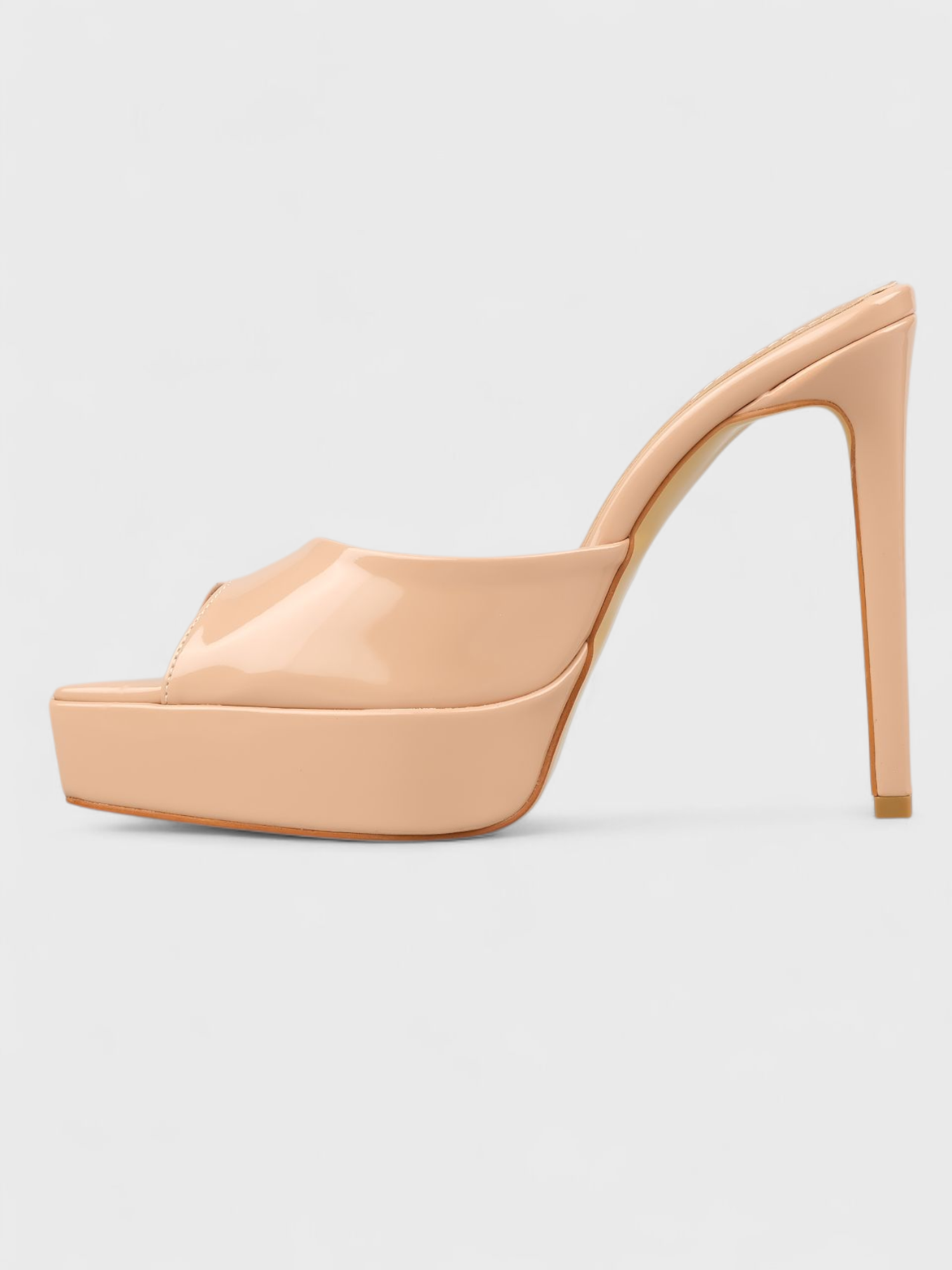 Kadın Yazlık 11cm İnceTopuklu Terlik - 233 2679 - Nude Rugan