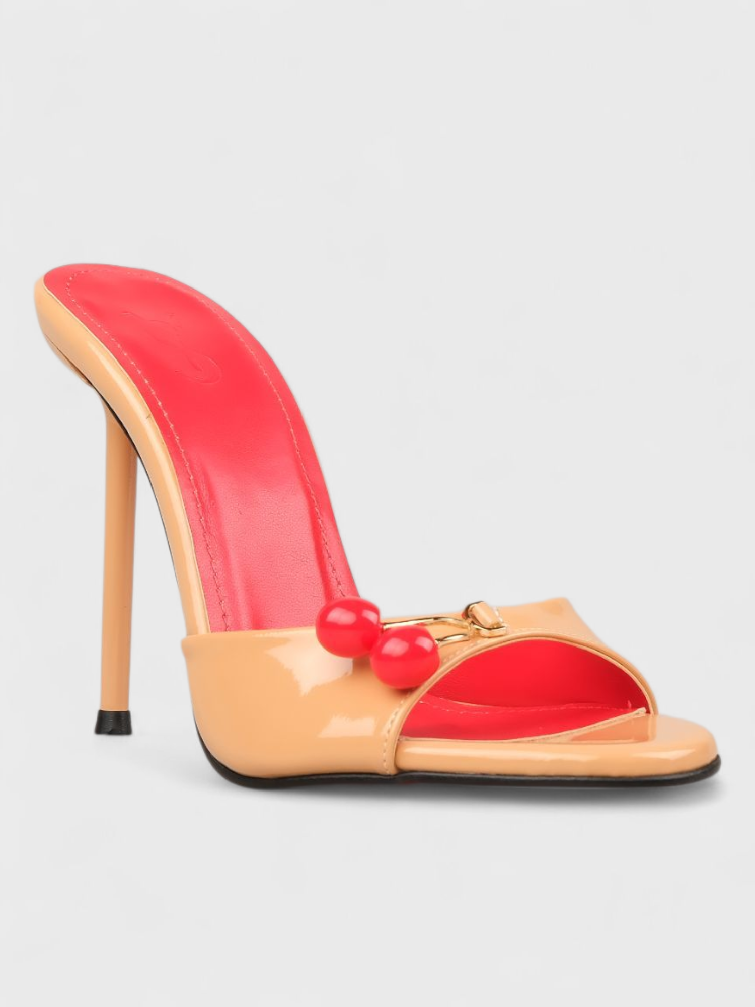 Kadın Yazlık 11cm İnceTopuklu Terlik - 233 2674 - Nude Rugan