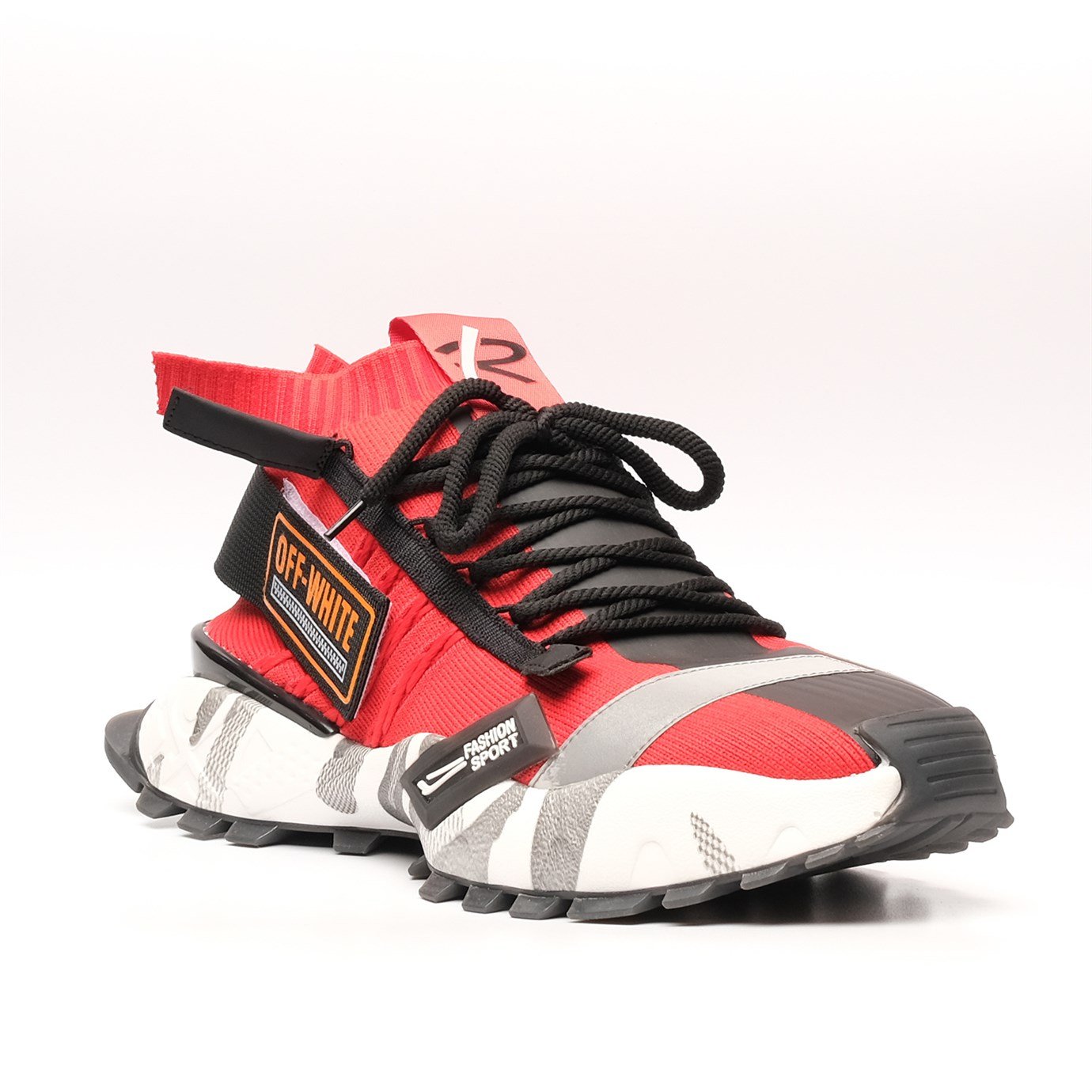 momok品！レッド＆ホワイトモールOSB.LED Off-White Kırmızı Erkek Sneaker - Sadık Yılmaz