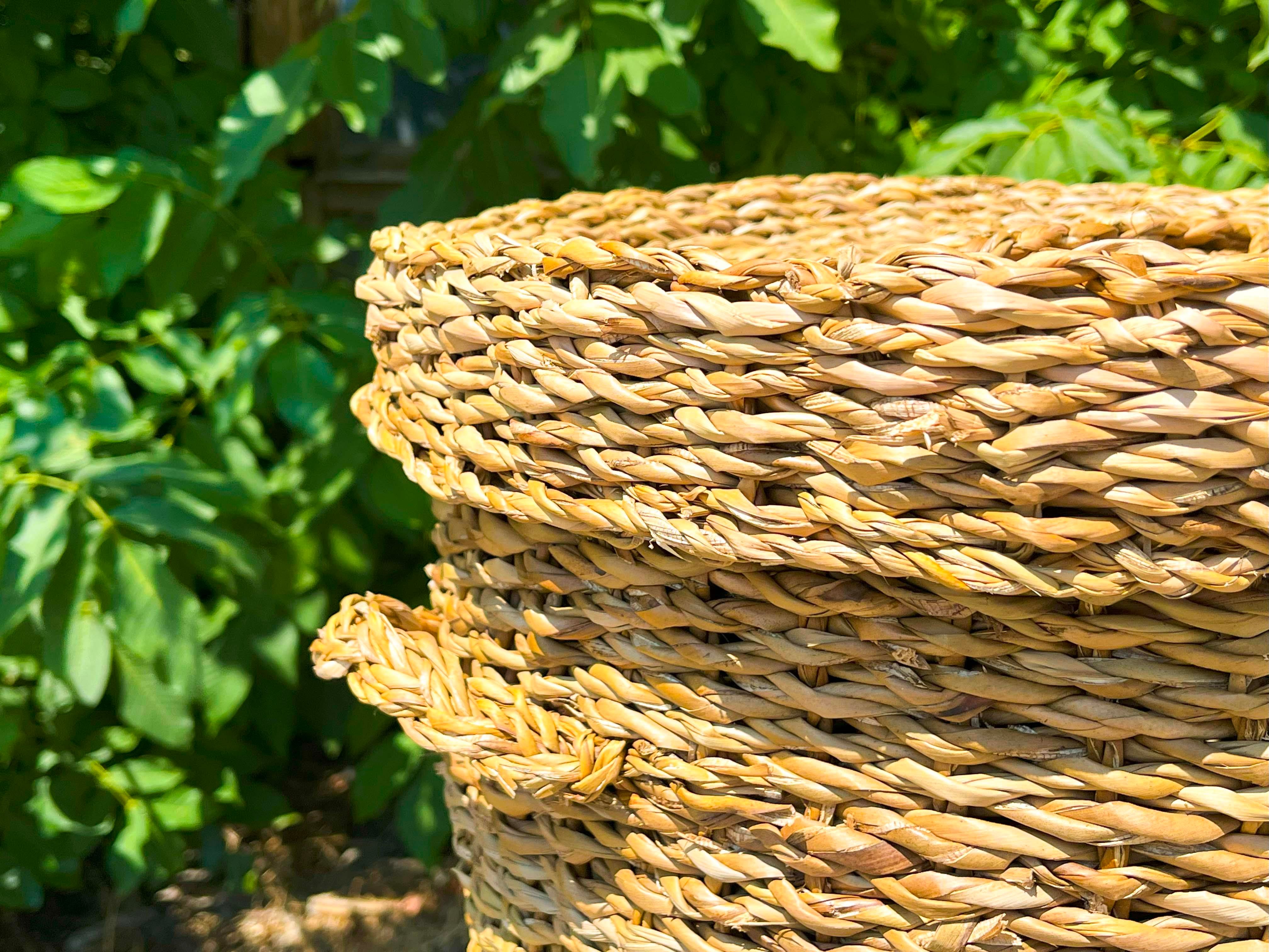 DS CasaDS Casa Hasır Yuvarlak Kapaklı Çamaşır Sepeti 2li Set | Karabaş Home
