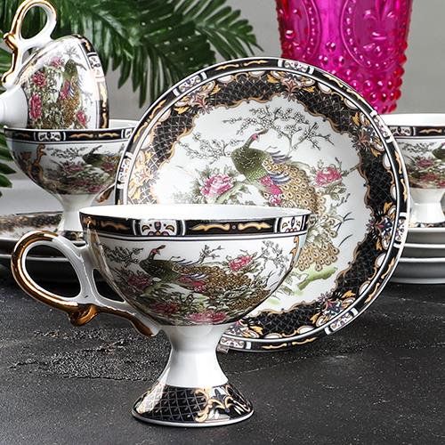 KosovaKosova Porselen Ayaklı 6lı Siyah Fincan Takımı | Karabaş Home
