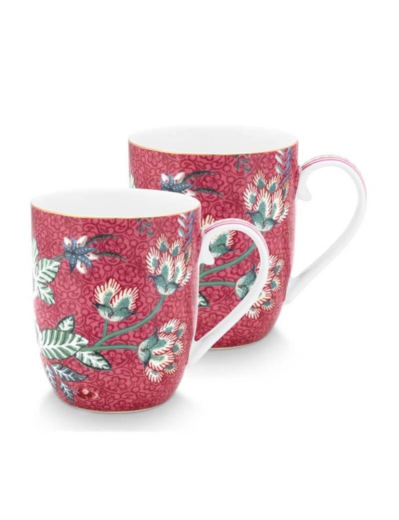 PIP STUDIO-51002327-Kırmızı Porselen Kupa Seti 145 Ml Flower Festival Collection