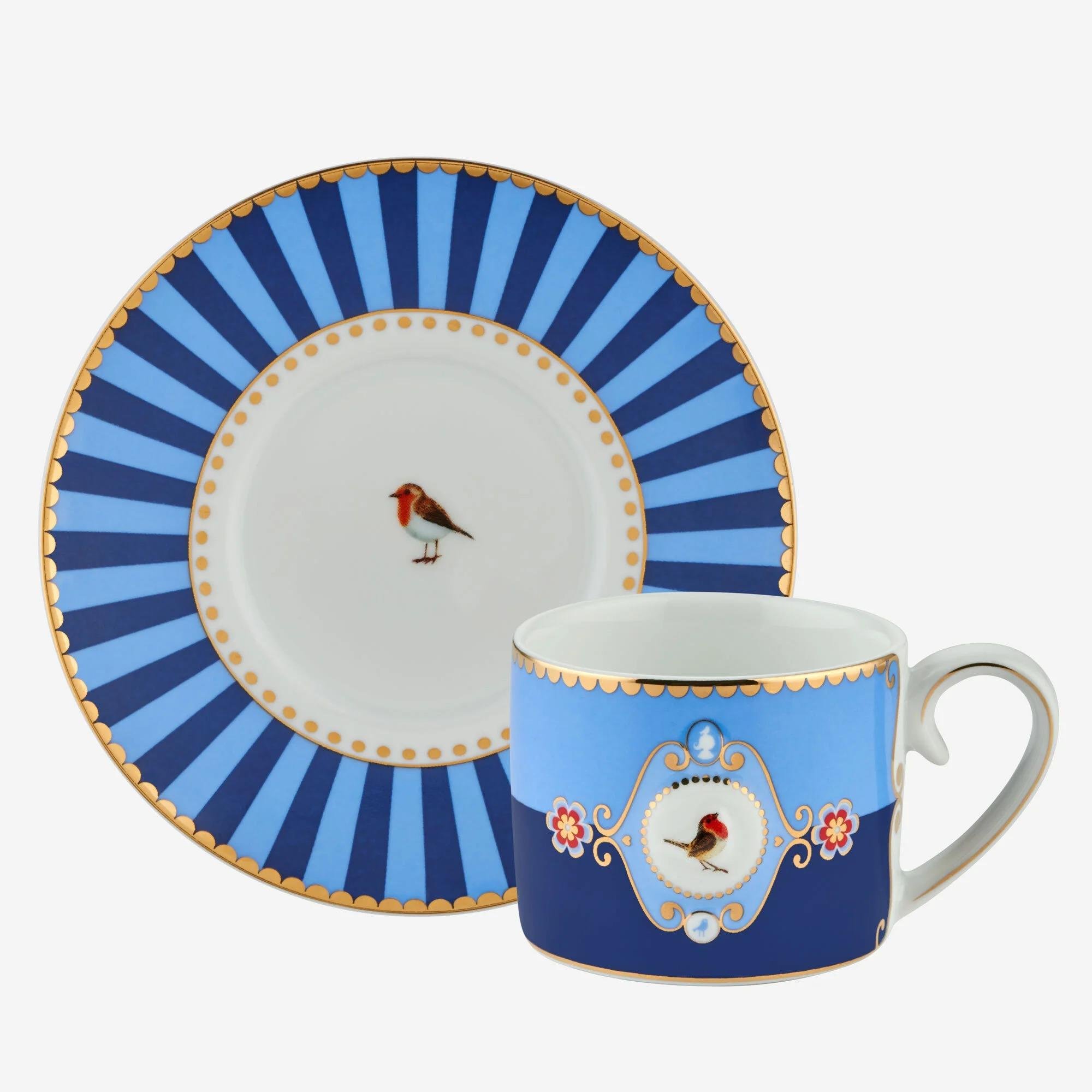 Pip StudioPip Studio Love Birds Mavil Madalyon Desenli Kuşlu Kahve Fincanı 100  ml | Karabaş Home