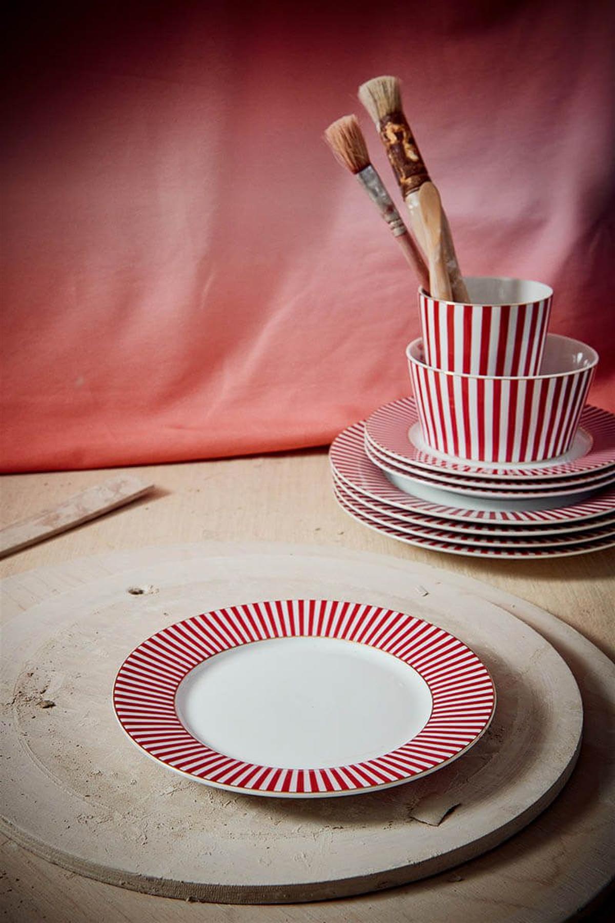 PIP STUDIORoyal Çizgili Pembe Tabak 17 cm