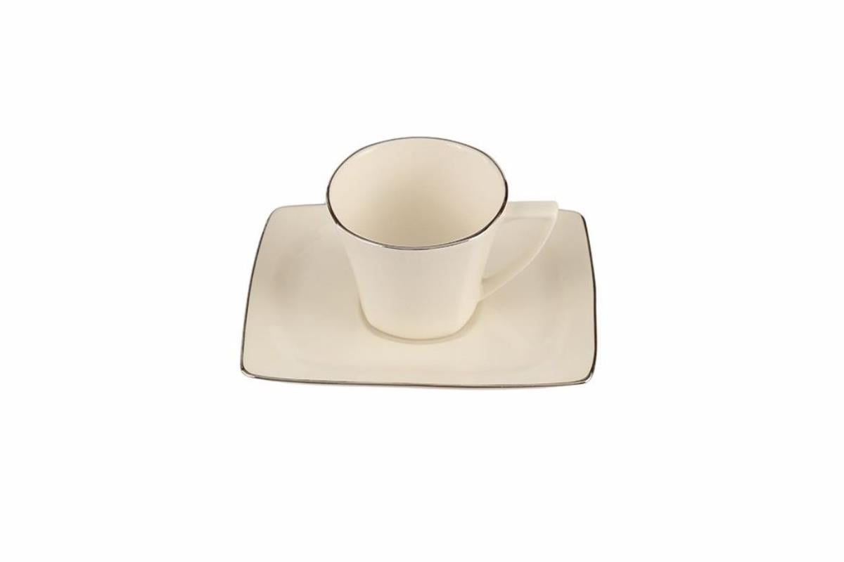 PORLAND-04PLM005675-Porland Riva Platin Yaldız Çay Fincanı Takımı 200cc 12 Parçca