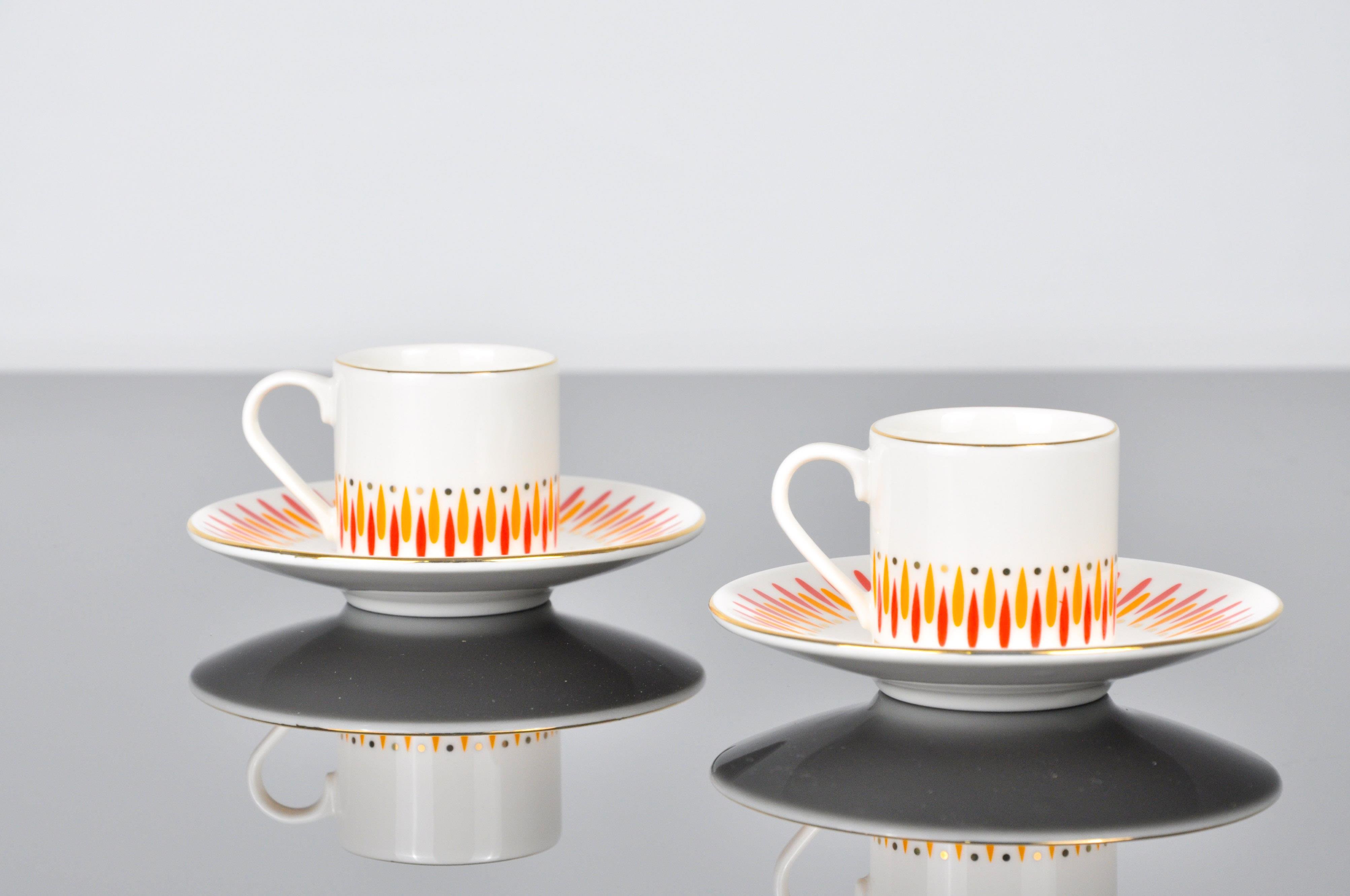 PorserPorser Palm Turuncu Kahve Fincan Takımı 2 Kişilik 4 Parça | Karabaş Home
