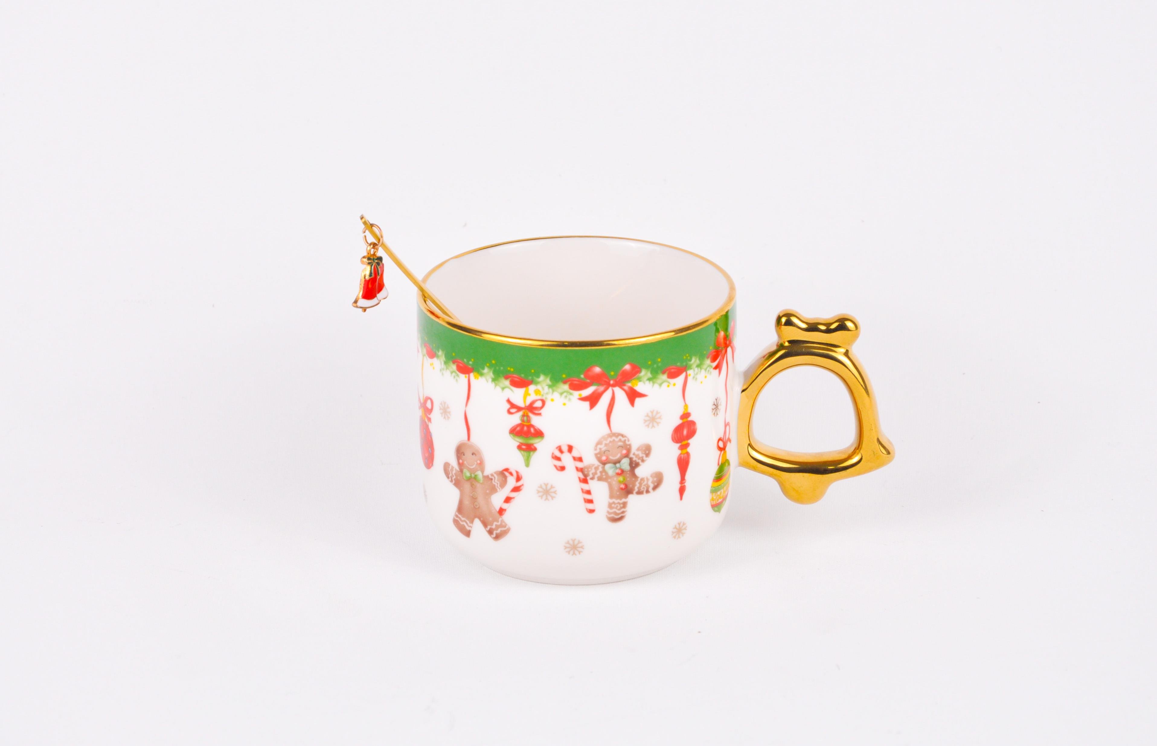 TohanaTohana Altın Kaşıklı Yeni Yıl Porselen Kupa-Kurabiye Adam | Karabaş Home
