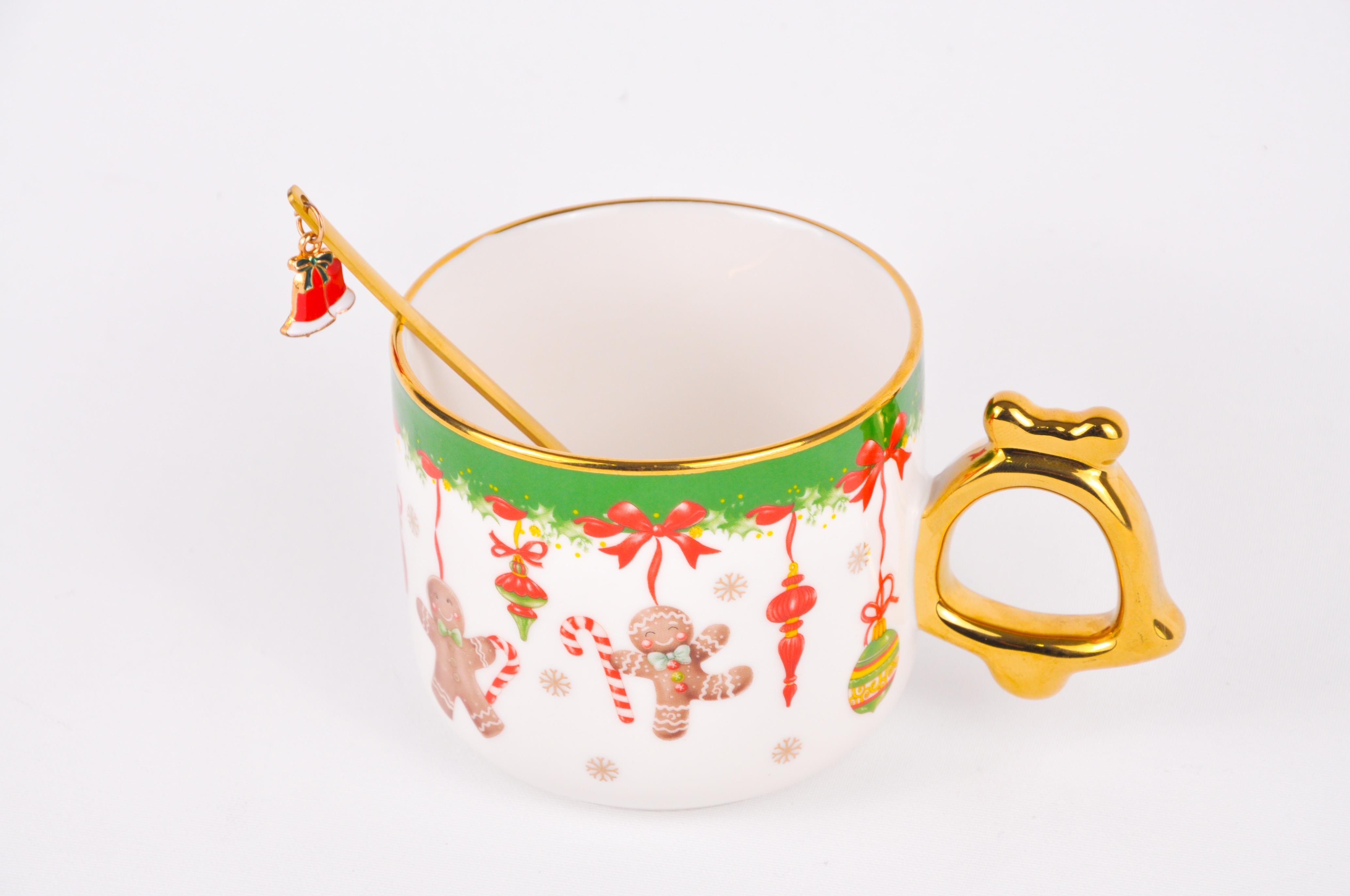 TohanaTohana Altın Kaşıklı Yeni Yıl Porselen Kupa-Kurabiye Adam | Karabaş Home
