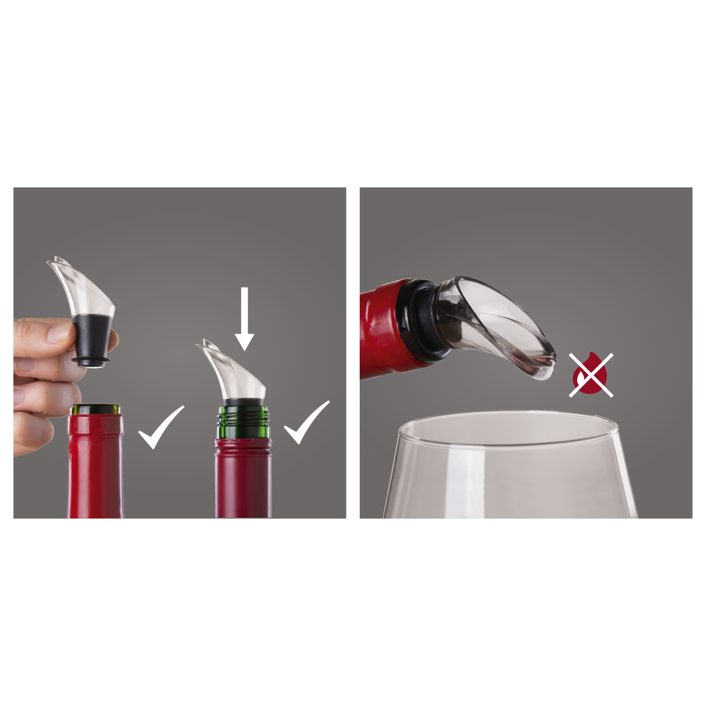 Vacu Vin-18540612-Vacu Vin Şarap Servis, Kristal, Siyah (2 parça)