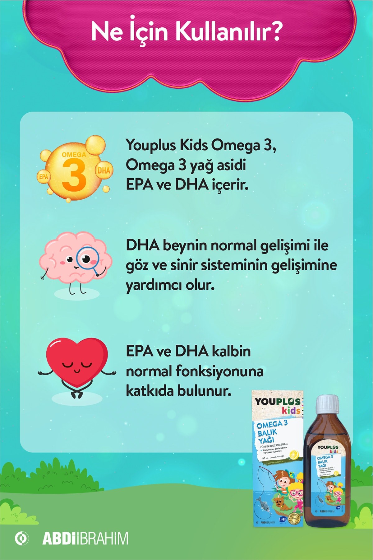 ABDİ İBRAHİMÇOCUKLAR İÇİN BESİN TAKVİYELERİYouplus Kids Omega-3 150 ml