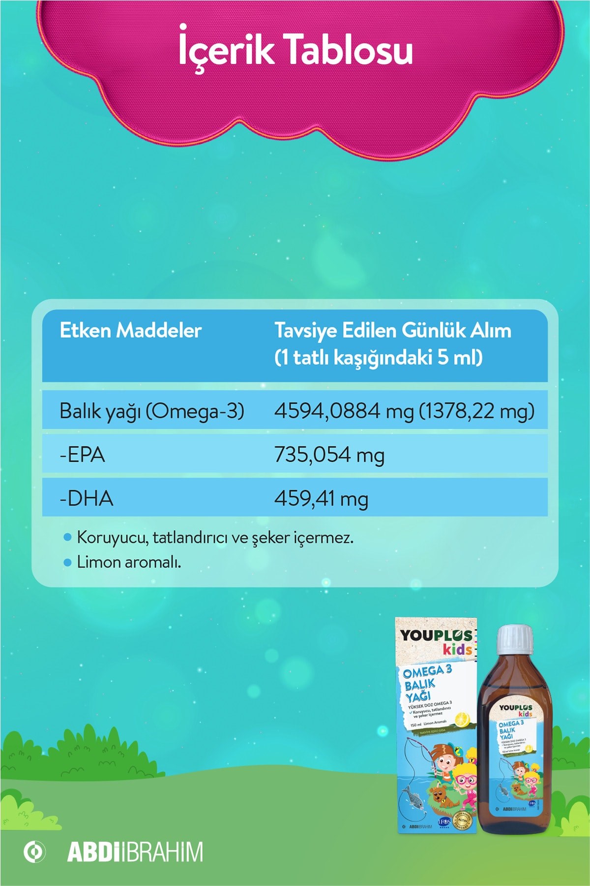 ABDİ İBRAHİMÇOCUKLAR İÇİN BESİN TAKVİYELERİYouplus Kids Omega-3 150 ml
