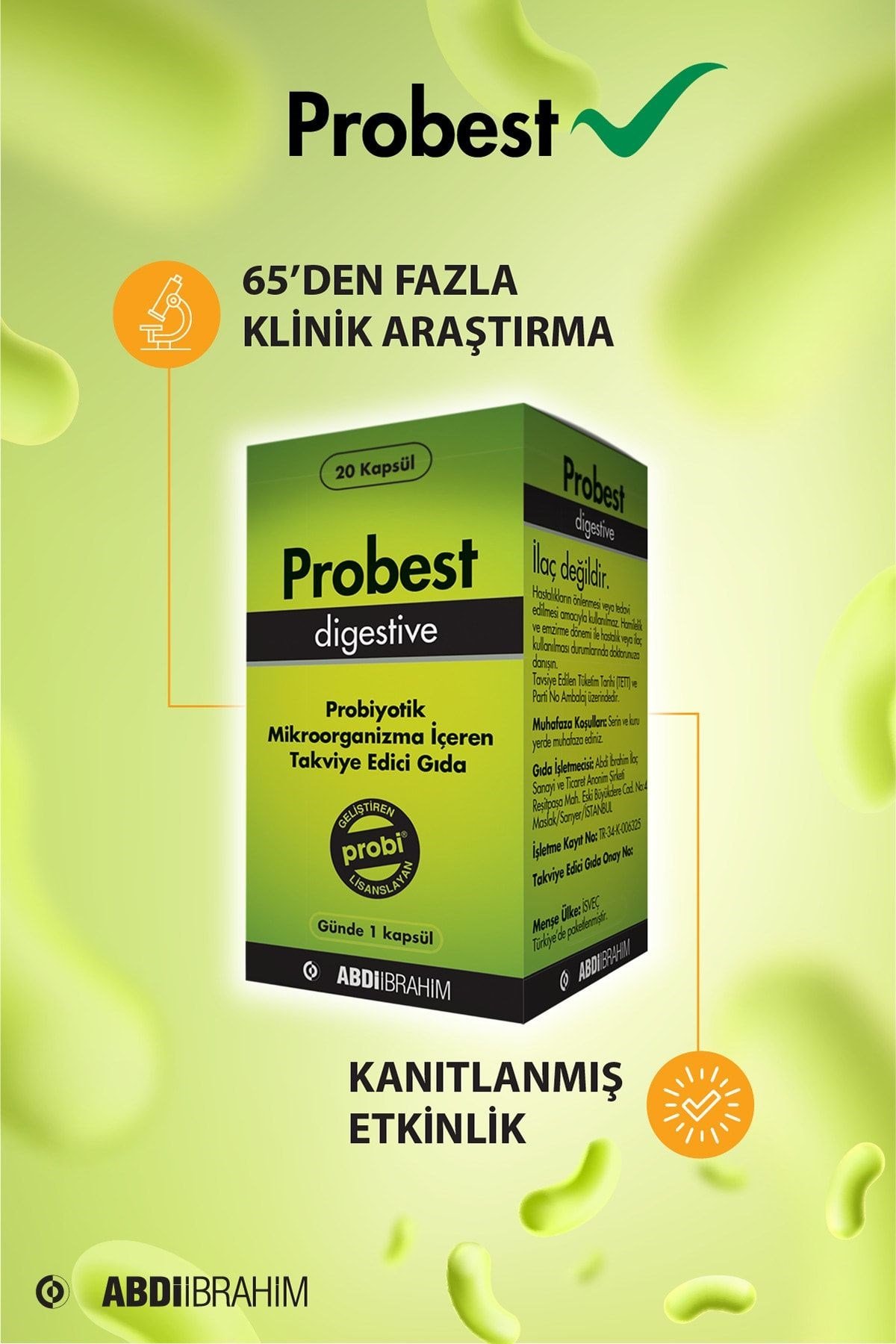 ABDİ İBRAHİMVİTAMİN-MİNERALLERProbest Digestive Probiyotik 20 Kapsül