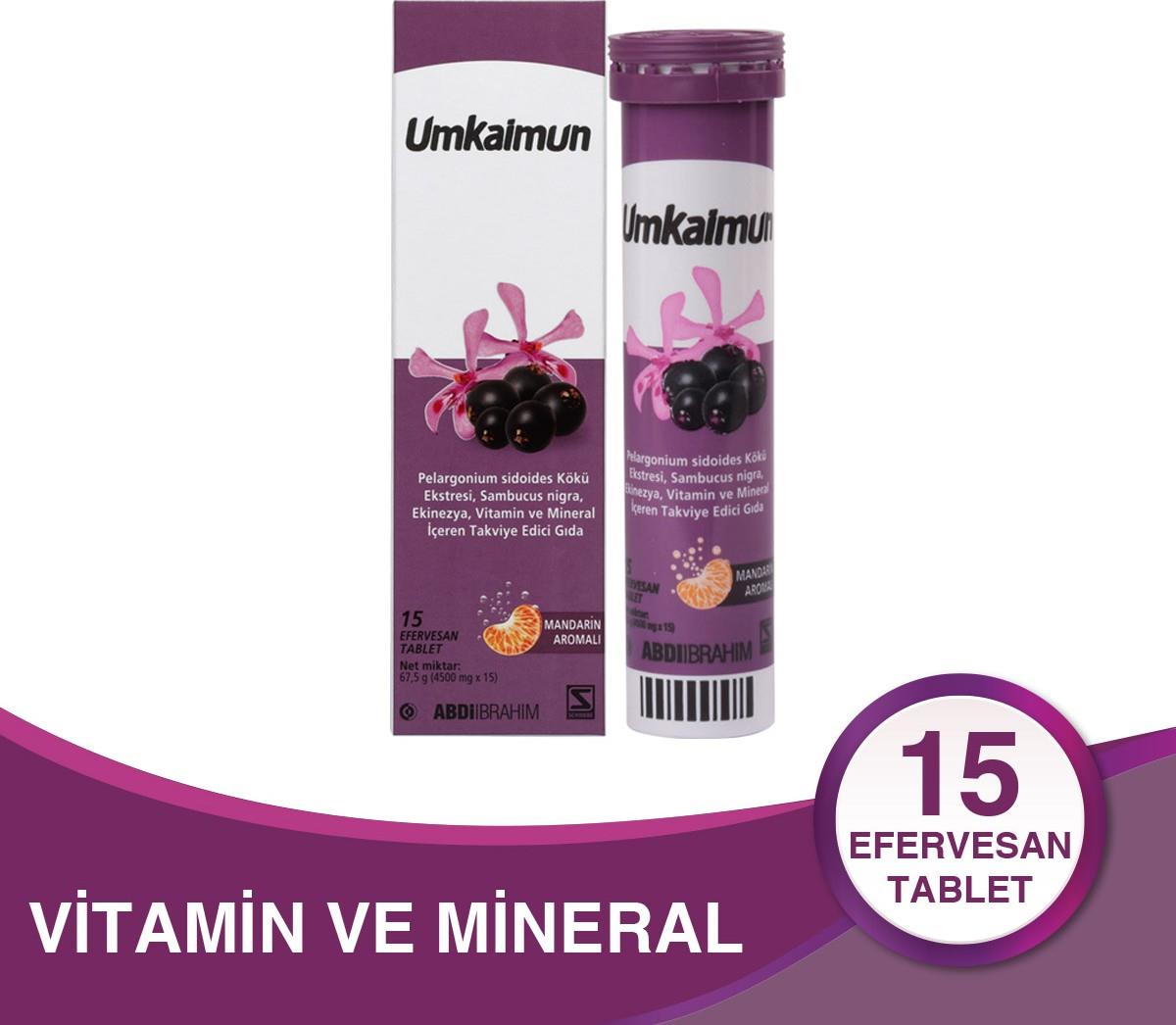 ABDİİBRAHİMVİTAMİN-MİNERALLERUmkaimun 15 Efervesan Tablet