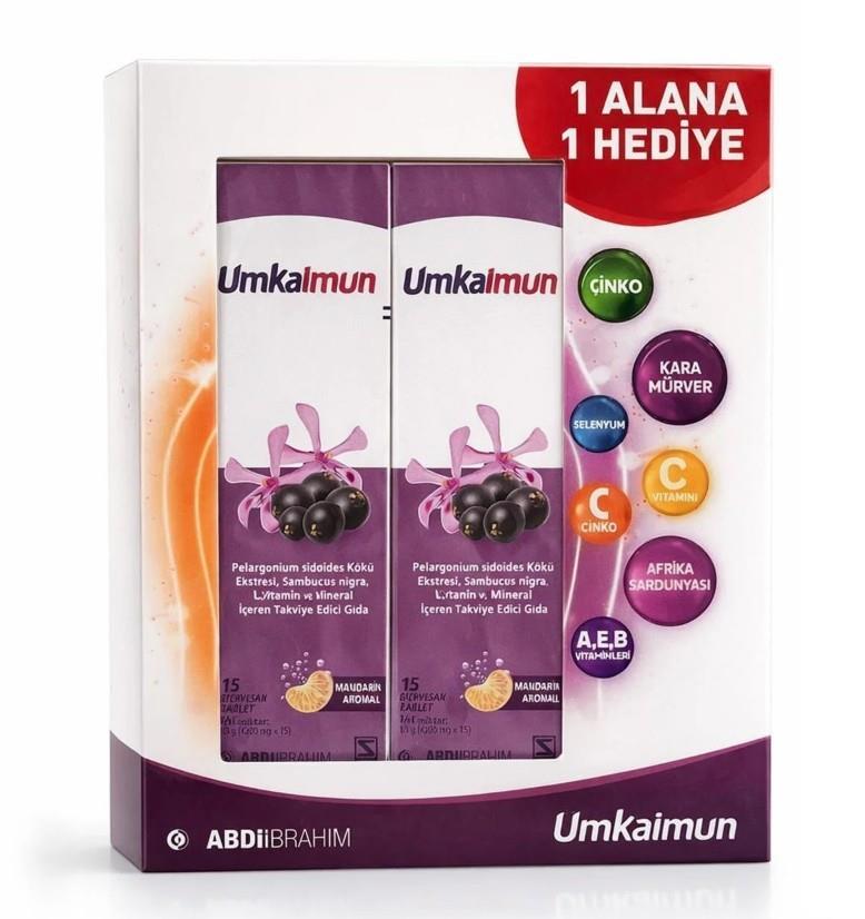 ABDİİBRAHİMVİTAMİN-MİNERALLERUmkaimun 15 Efervesan Tablet - 1+1 İkincisi Hediye