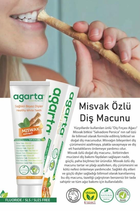 AGARTADİŞ MACUNLARIAgarta Doğal Misvak Özlü Diş Macunu 100 ml