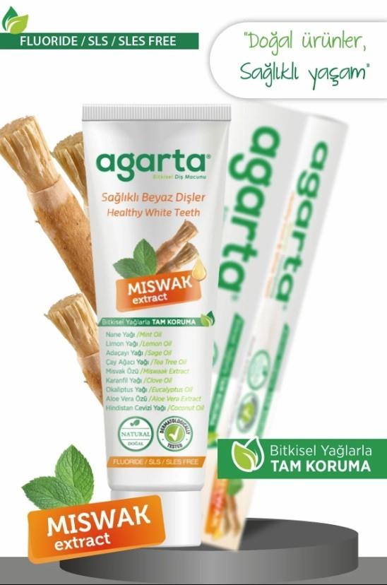 AGARTADİŞ MACUNLARIAgarta Doğal Misvak Özlü Diş Macunu 100 ml