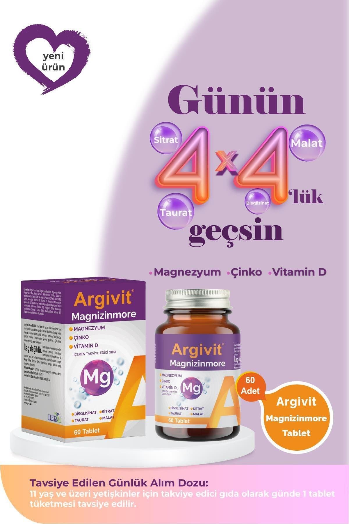 ARGIVITVİTAMİN-MİNERALLERArgivit Magnizinmore 60 Tablet