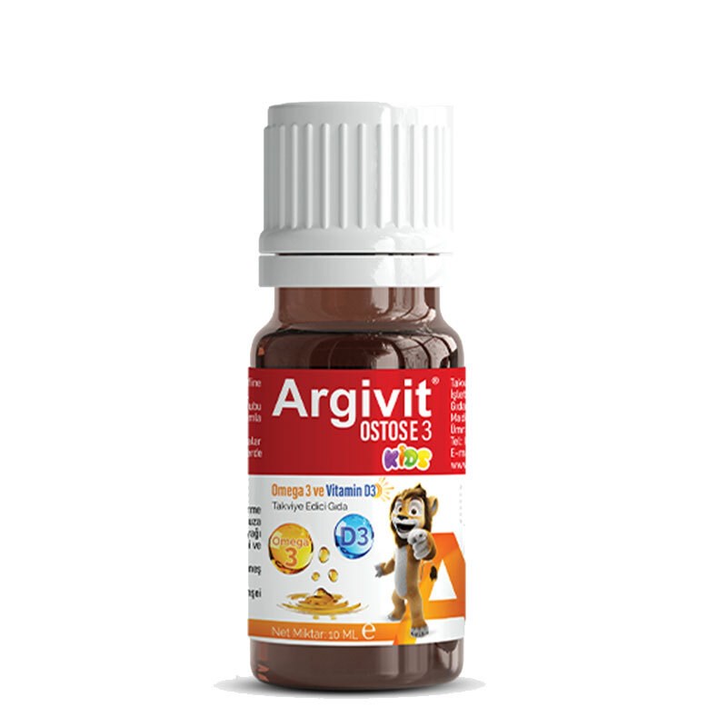 ARGIVITVİTAMİN-MİNERALLERArgivit Ostosse3 Kids Omega-3 ve Vitamin D3 İçeren Takviye Edici Gıda 10 ml