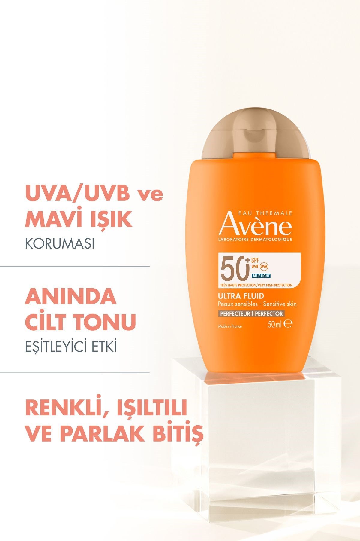 AVENEGÜNEŞ ÜRÜNLERİAvene Solaire Ultra Fluid Perfector Spf50+ Cilt Tonu Eşitleyici Renkli Güneş Kremi 50 ml