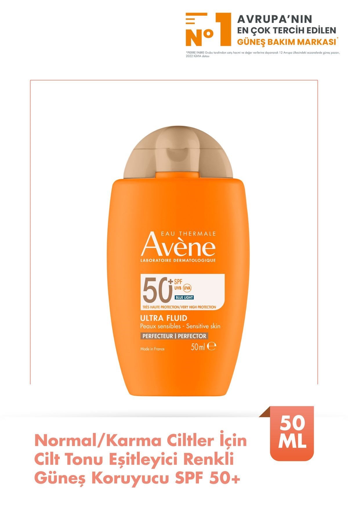 AVENEGÜNEŞ ÜRÜNLERİAvene Solaire Ultra Fluid Perfector Spf50+ Cilt Tonu Eşitleyici Renkli Güneş Kremi 50 ml