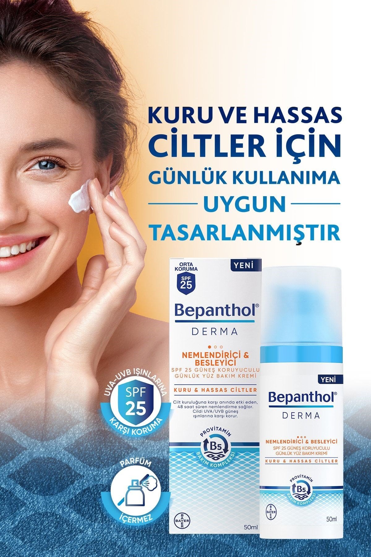 BAYERNEMLENDİRİCİLERBepanthol Derma Nemlendirici & Besleyici SPF25 Günlük Yüz Bakım Kremi 50 ml