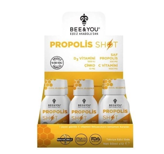 BEE & YOUBİTKİSEL ÜRÜNLERBee & You Phenolix Propolis D3+Çinko+ C Vitaminli 50mlx12 Shot