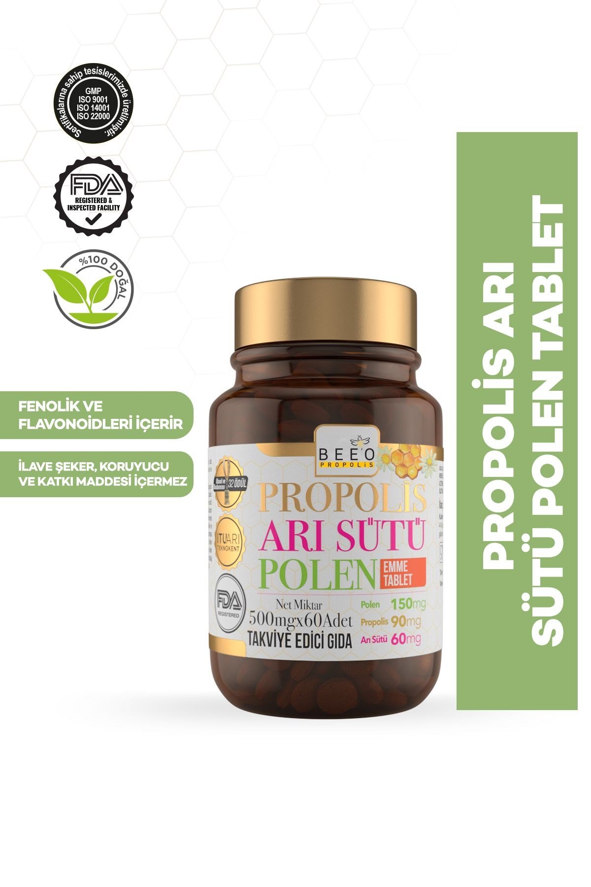 BEEOÇOCUKLAR İÇİN BESİN TAKVİYELERİBee`o Up Propolis Arı Sütü Polen Çocuk 60 Tablet