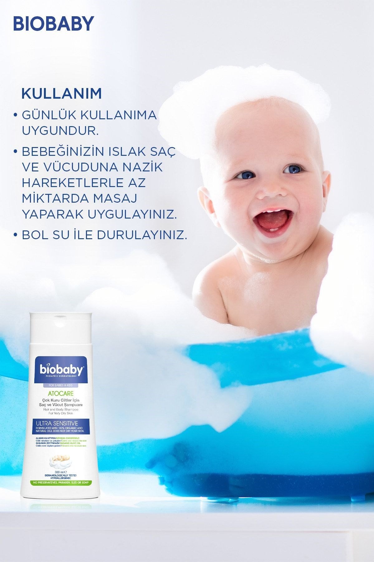 BIOBABYBEBEK VE ÇOCUK ŞAMPUANLARIBiobaby Kuru ve Atopik Ciltler İçin Şampuan 300 ml