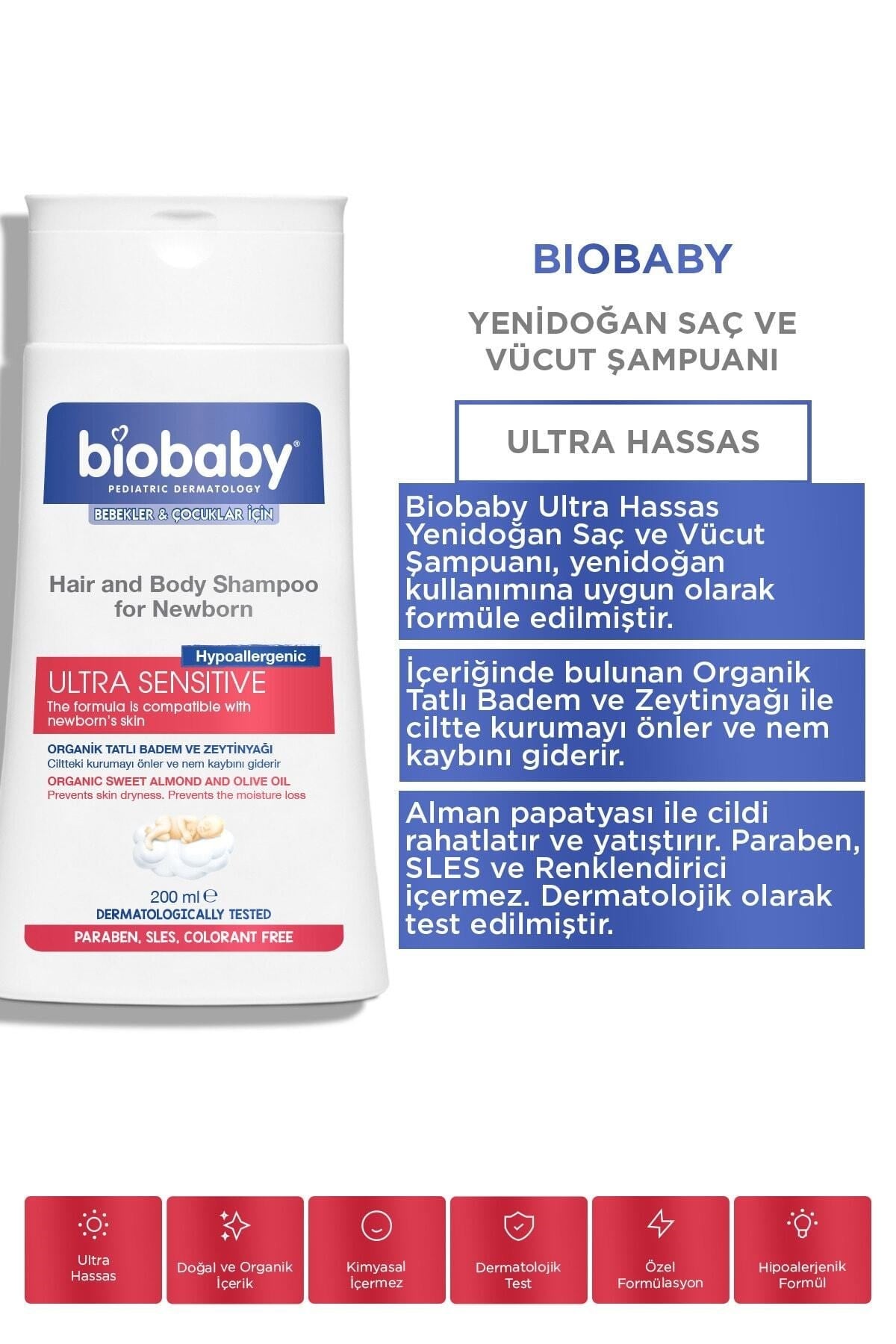BIOBABYBEBEK VE ÇOCUK ŞAMPUANLARIBiobaby Yenidoğan Saç ve Vücut Şampuanı 200 ml