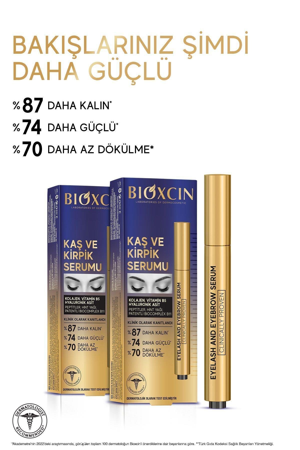 BİOXCİNKAŞ-KİRPİK SERUMLARIBioxcin Kolajen ve Hyaluronik Asit İçerikli Kaş ve Kirpik Serumu 3 ml
