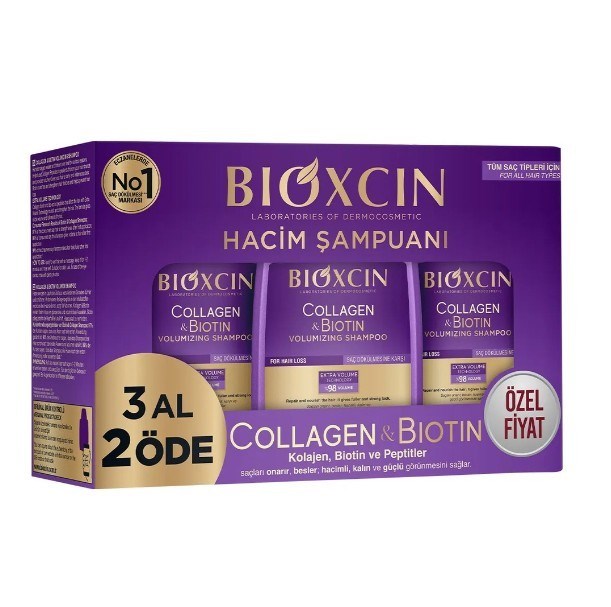 BİOXCİNŞAMPUANLARBioxcin Collagen & Biotin Hacim Şampuanı 300 ml - 3 Al 2 Öde