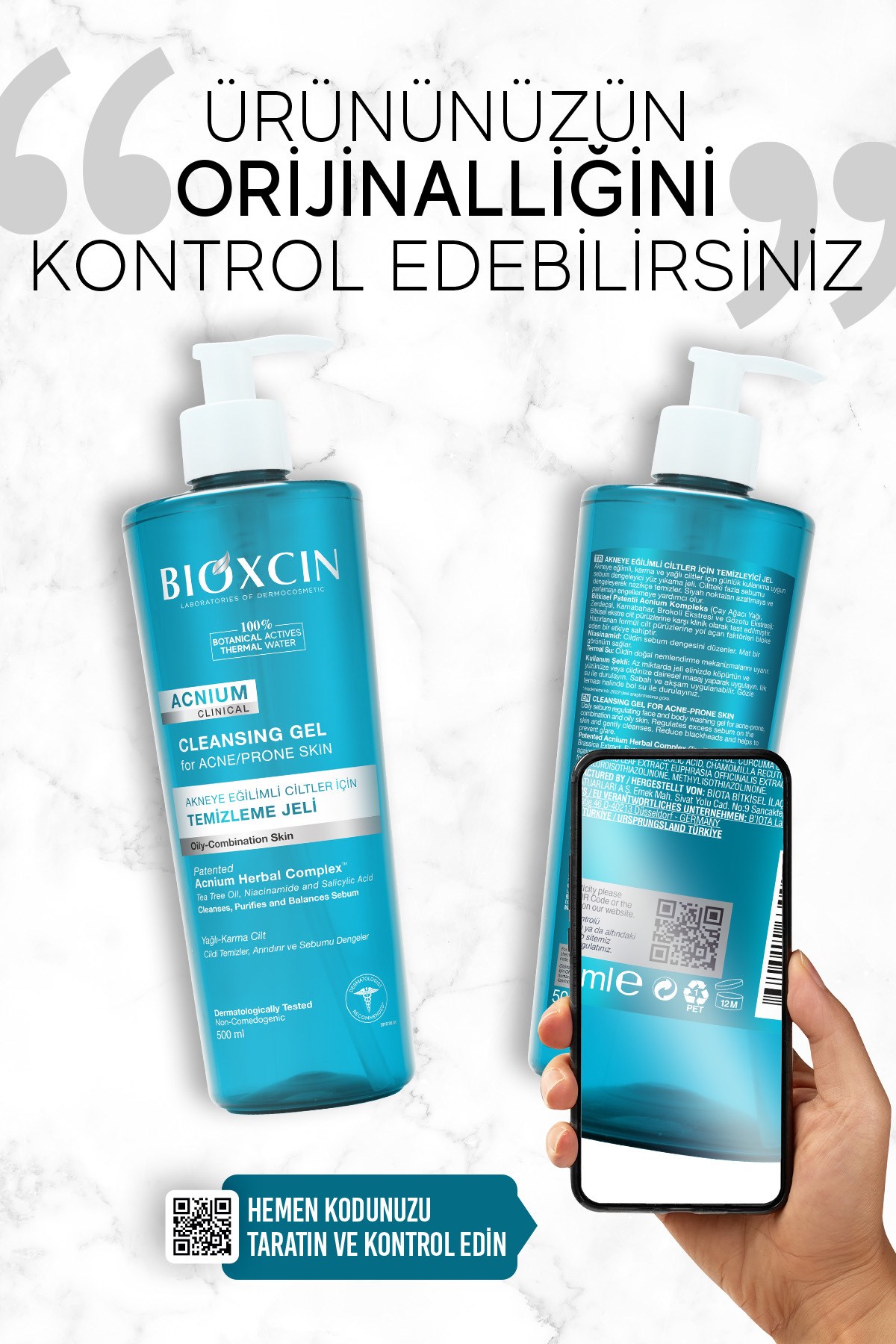 BİOXCİNYÜZ TEMİZLEYİCİLERBioxcin Acnium Sebum Dengeleyici Yüz Yıkama Jeli 500 ml