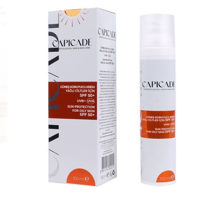 CAPİCADEYÜZ GÜNEŞ ÜRÜNLERİCapicade Güneş Koruyucu Krem Yağlı Ciltler İçin Spf 50+ 100 ml