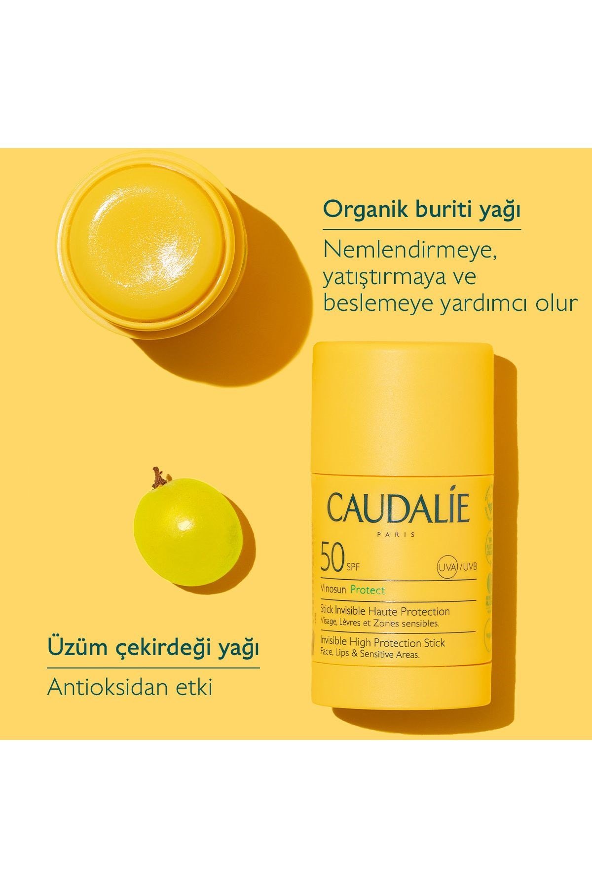 CAUDALİEYÜZ GÜNEŞ ÜRÜNLERİCaudalie Vinosun Protect Invisible High Protection Stick SPF50+ 15 gr