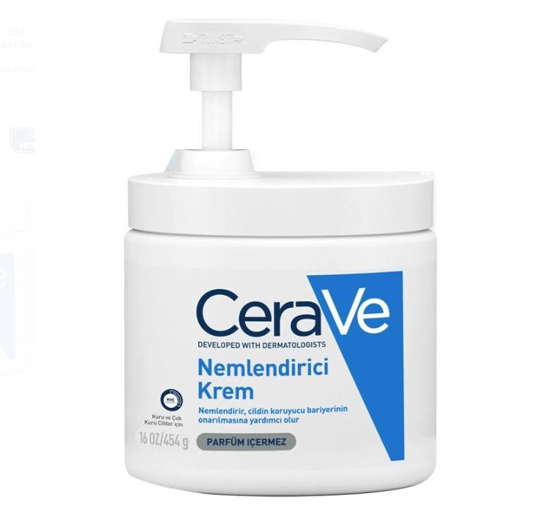 CERAVEVÜCUT NEMLENDİRİCİLERCeraVe Nemlendirici Yüz Ve Vücut Kremi - Kuru Ciltler İçin Seramid Ve Hyalüronik Asit İçerikli 454 gr - Pompalı