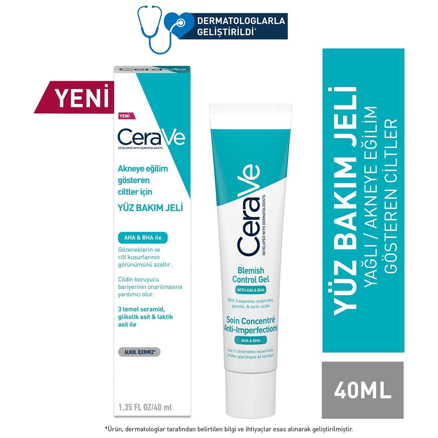 CERAVEYÜZ TEMİZLEYİCİLERCerave Akne Eğilimli Ciltler İçin Yüz Bakım Kremi ve Temizleyici Yüz Bakım Jeli Çanta Hediyeli