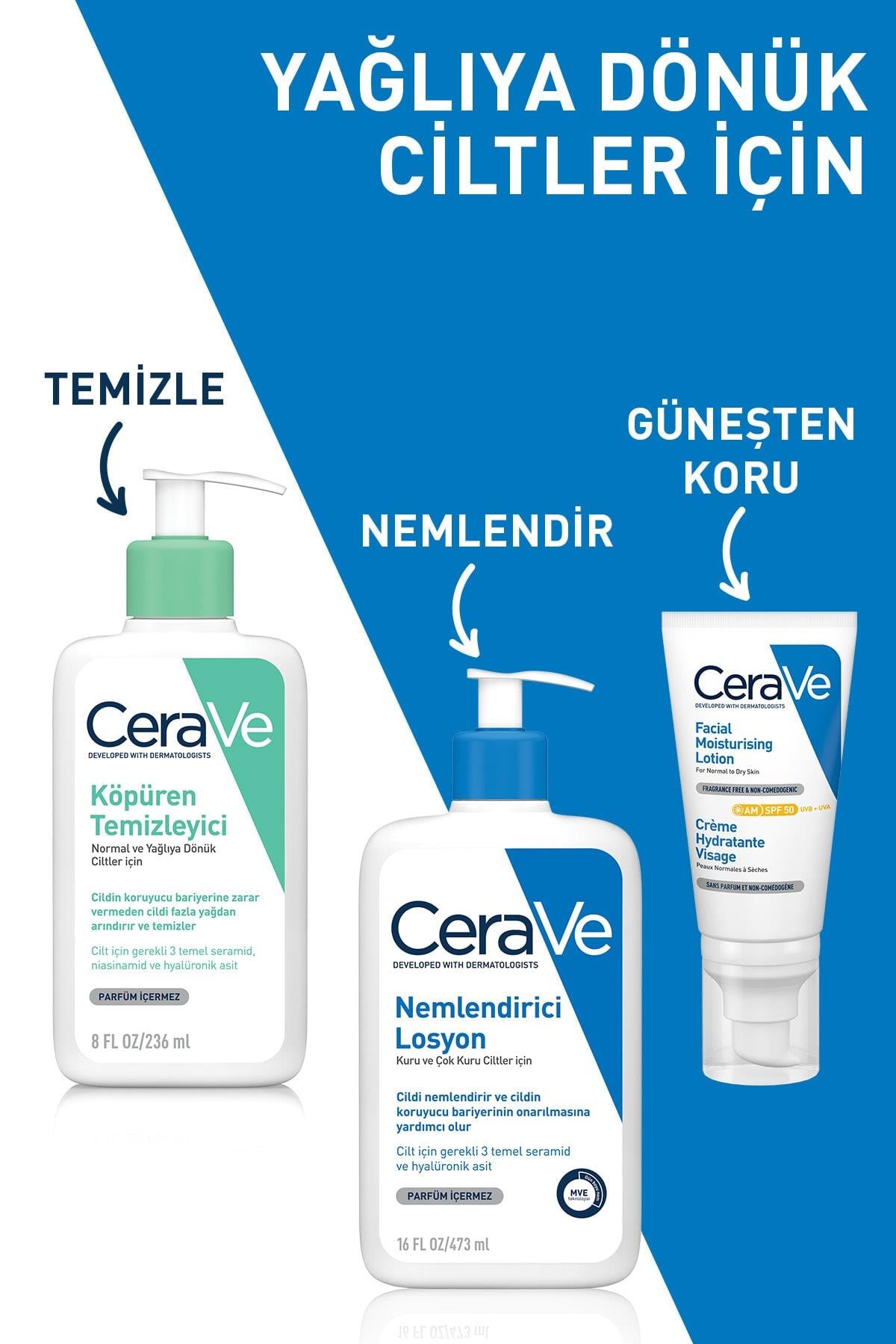 CERAVEYÜZ TEMİZLEYİCİLERCeraVe Normal Ve Yağlı Ciltler İçin Köpüren Temizleyici 236 ml