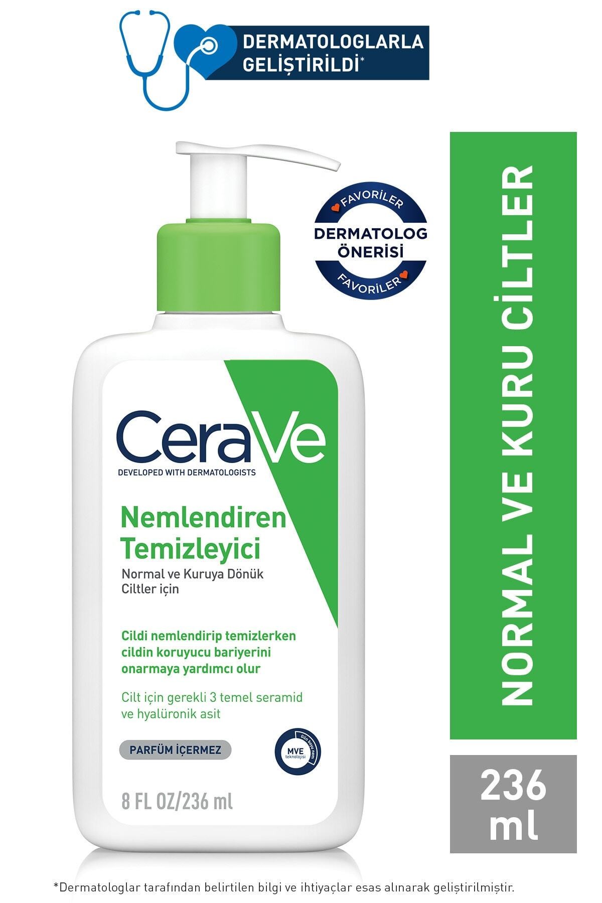 CERAVEYÜZ TEMİZLEYİCİLERCeraVe Normal Ve Kuru Ciltler İçin Nemlendiren Temizleyici 236 ml